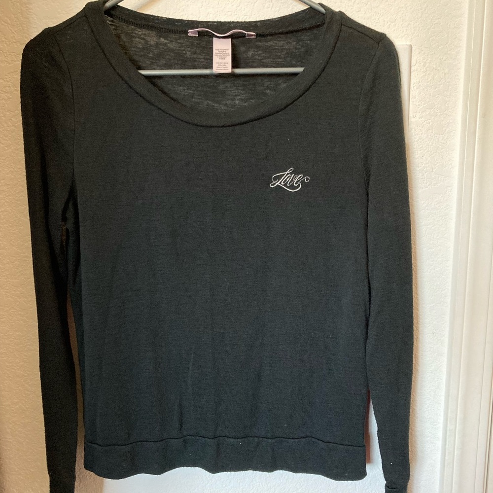 Victoria’s Secret black long sleeve pajama shirt, XS